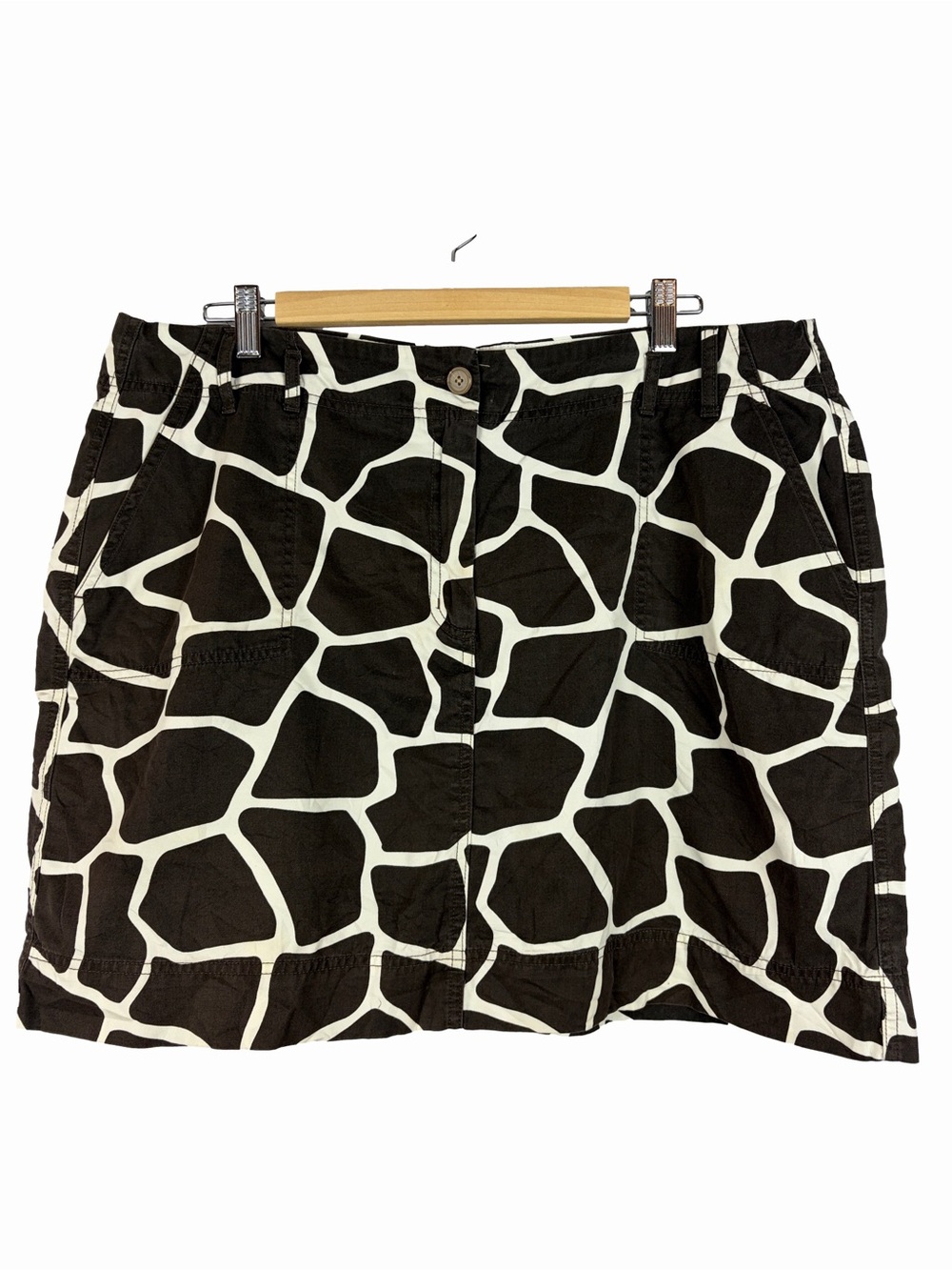 Lands’ End Giraffe Print Cotton Skort Skirt Size 18 Safari Animal Print